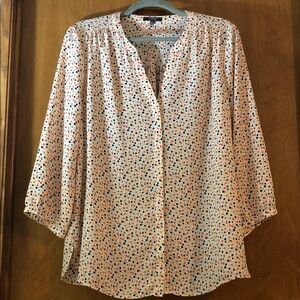 NYDJ Cream Blouse with Multicolor Dots
